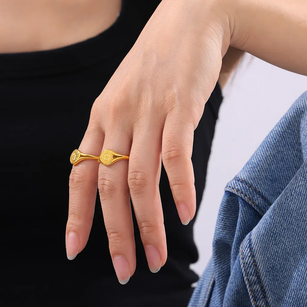 18K Gold-Plated Sun Ring in Gold - women's ring