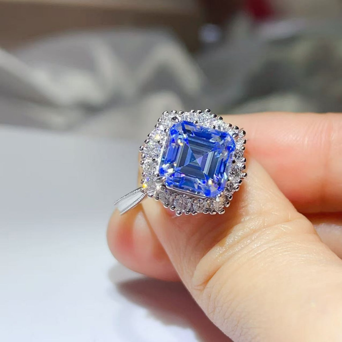 3 Carat Moissanite Sterling Silver Ring in Silver - women's ring