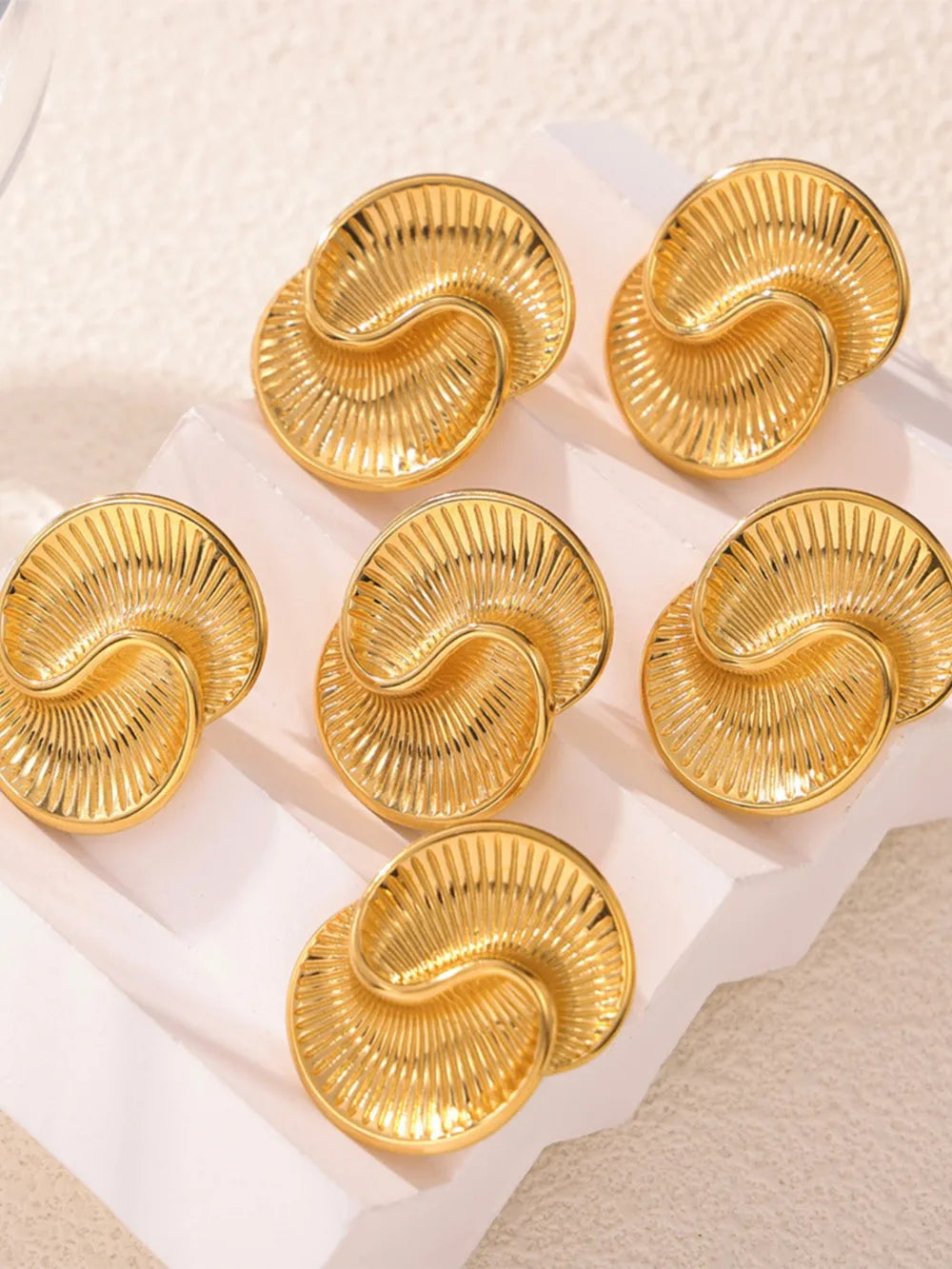 Titanium Steel Spiral Stud Earrings in Gold - women's stud earrings