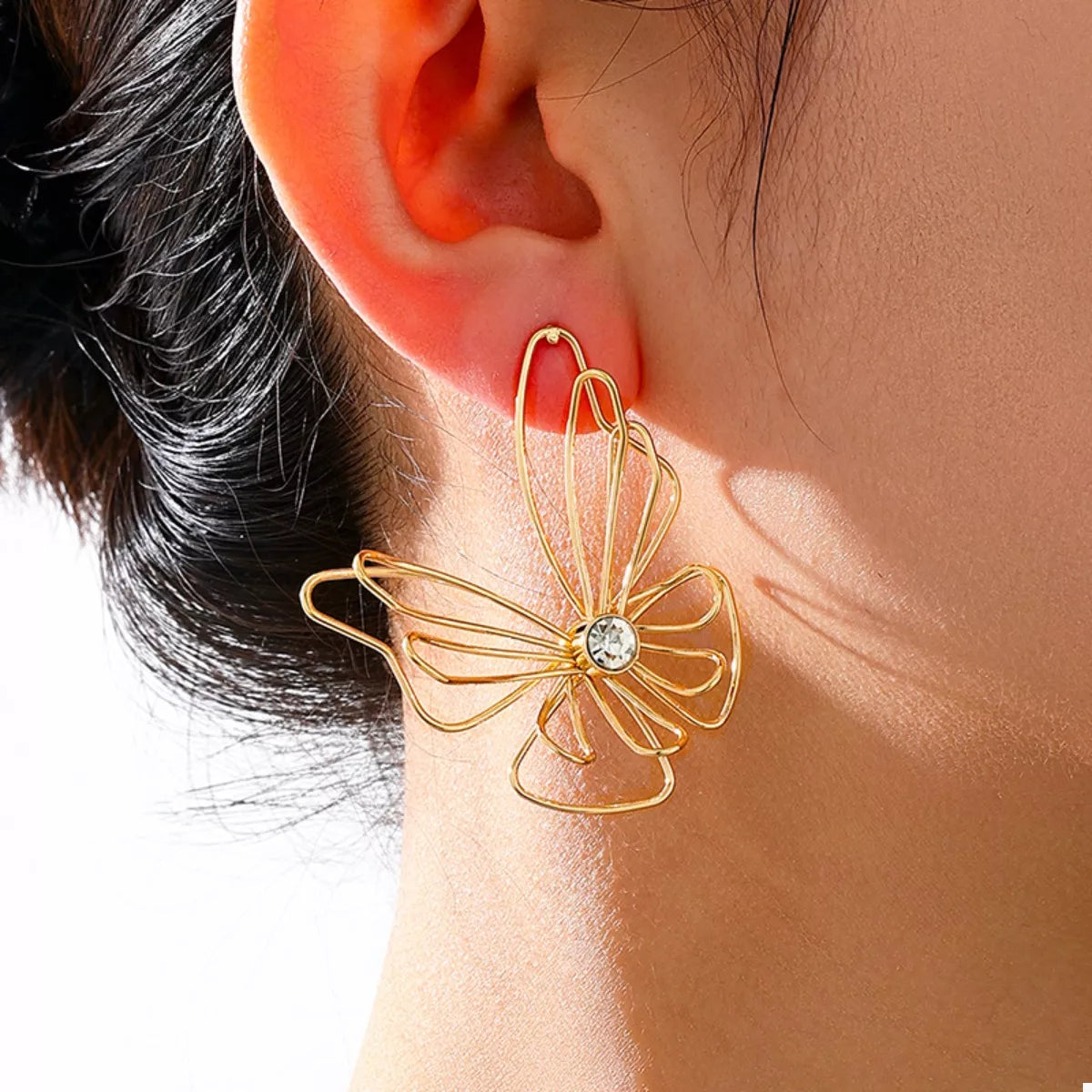 18K Gold-Plated Butterfly Earrings - alternate earring view