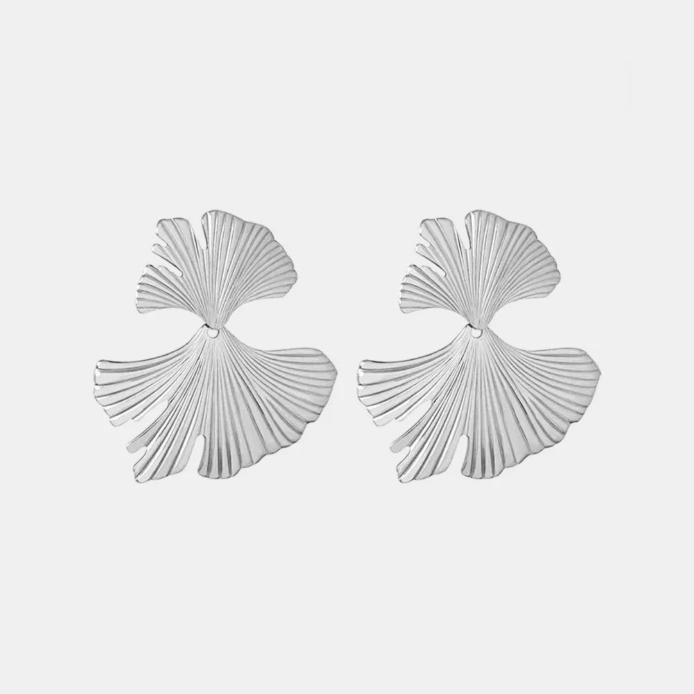 Ginkgo Biloba Design Stud Earrings - alternate earring view