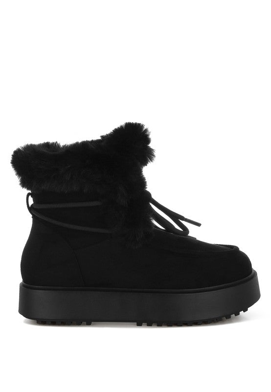 Faux Fur Flatform Boots