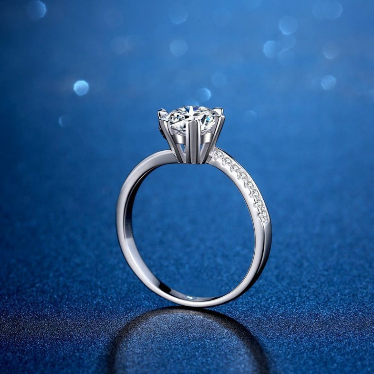 1 Carat Sterling Silver Moissanite Ring - alternate ring view