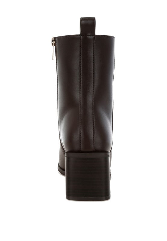 Square Toe Faux Leather Boots