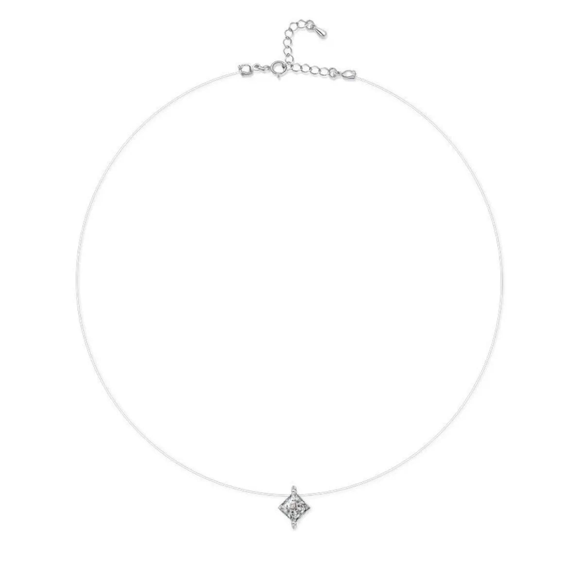 1 Carat Moissanite Sterling Silver Pendant Necklace - alternate necklace view