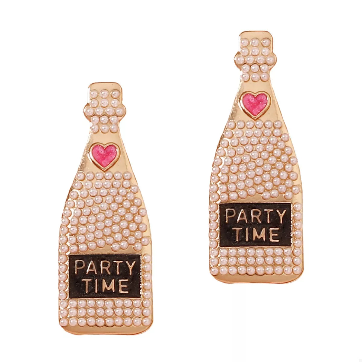 Champagne Bottle Pearl Earrings - alternate earring view