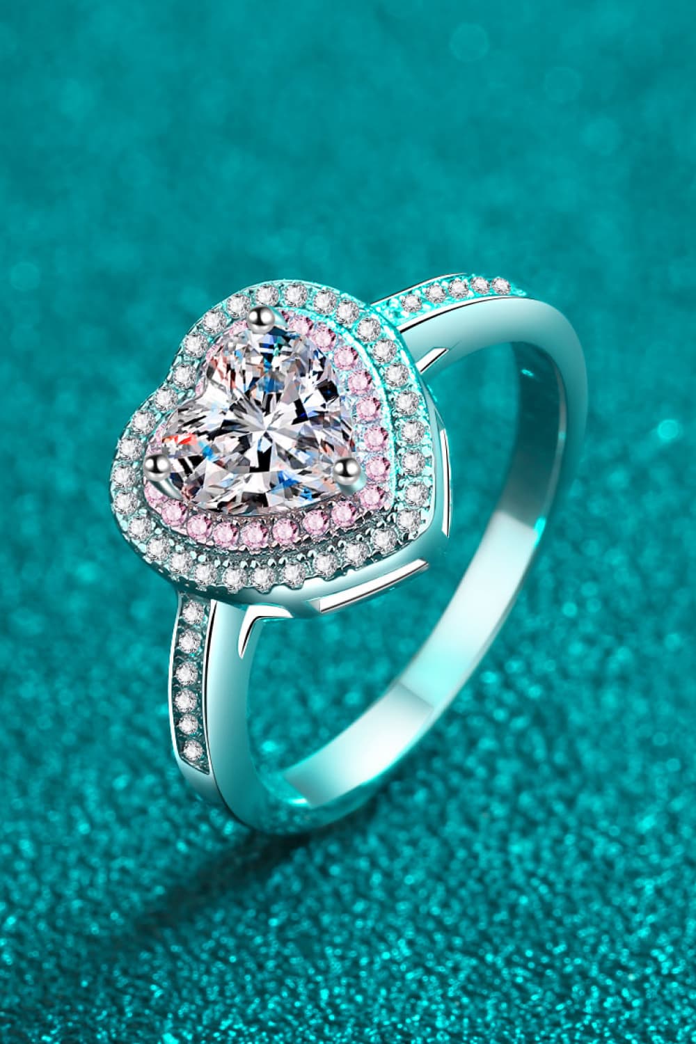 1 Carat Moissanite Heart Sterling Silver Ring in Silver - women's ring