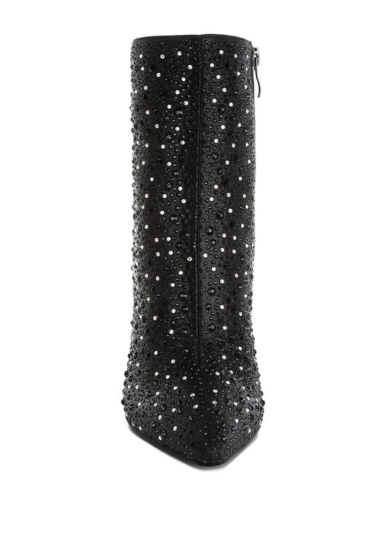 Rhinestones Stiletto Ankle Boots