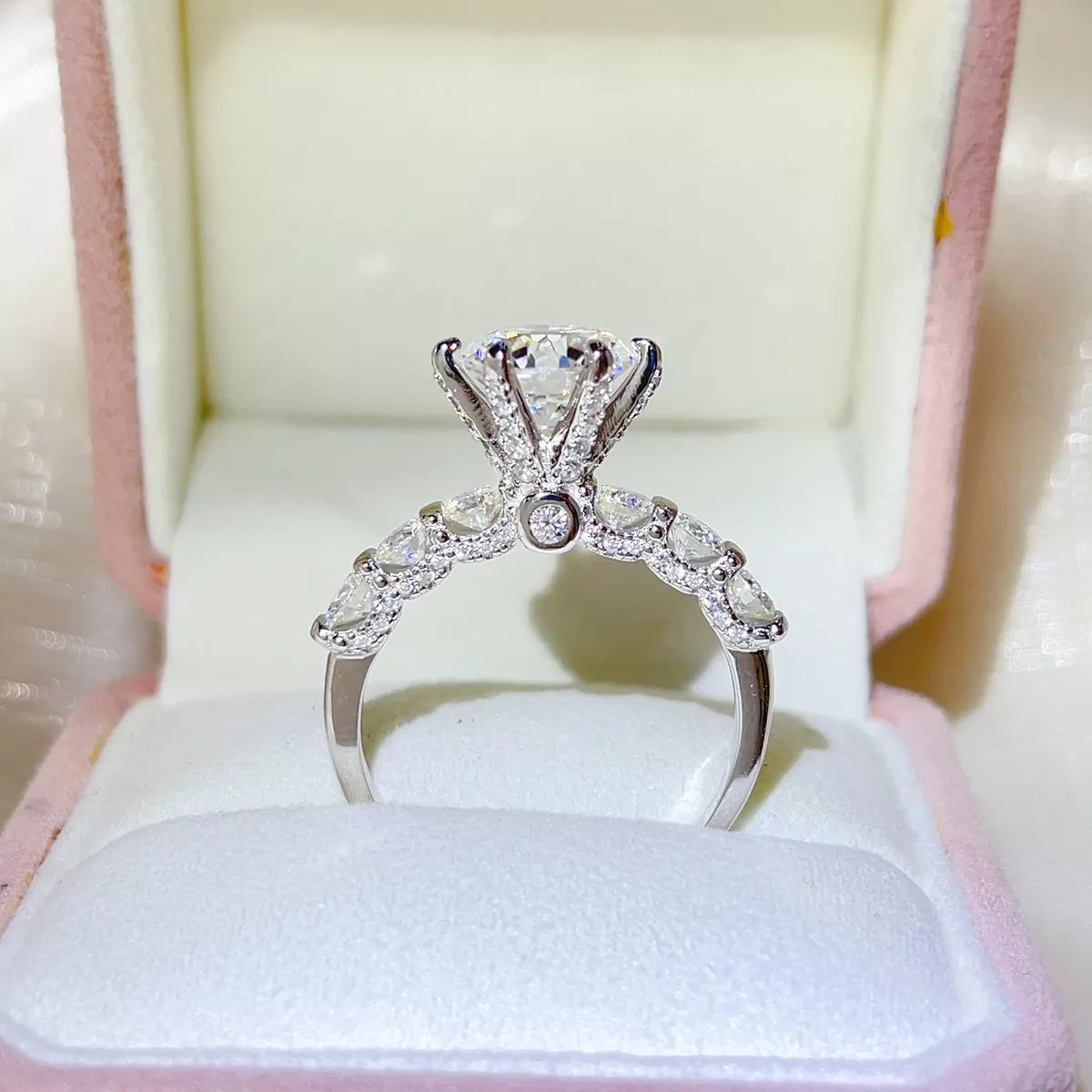 3 Carat Sterling Silver Moissanite Ring in Silver - women's ring