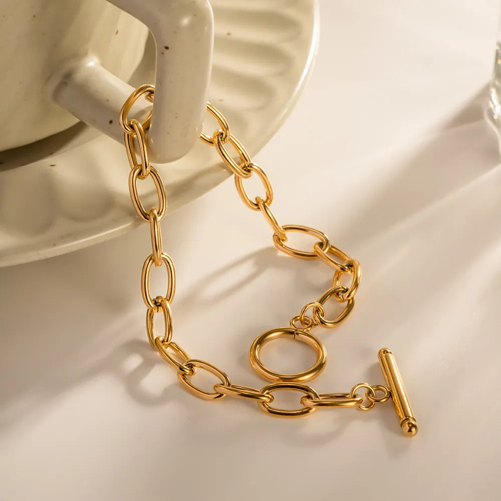 18K Gold-Plated Stainless Steel Toggle Chain Bracelet - alternate jewelry view
