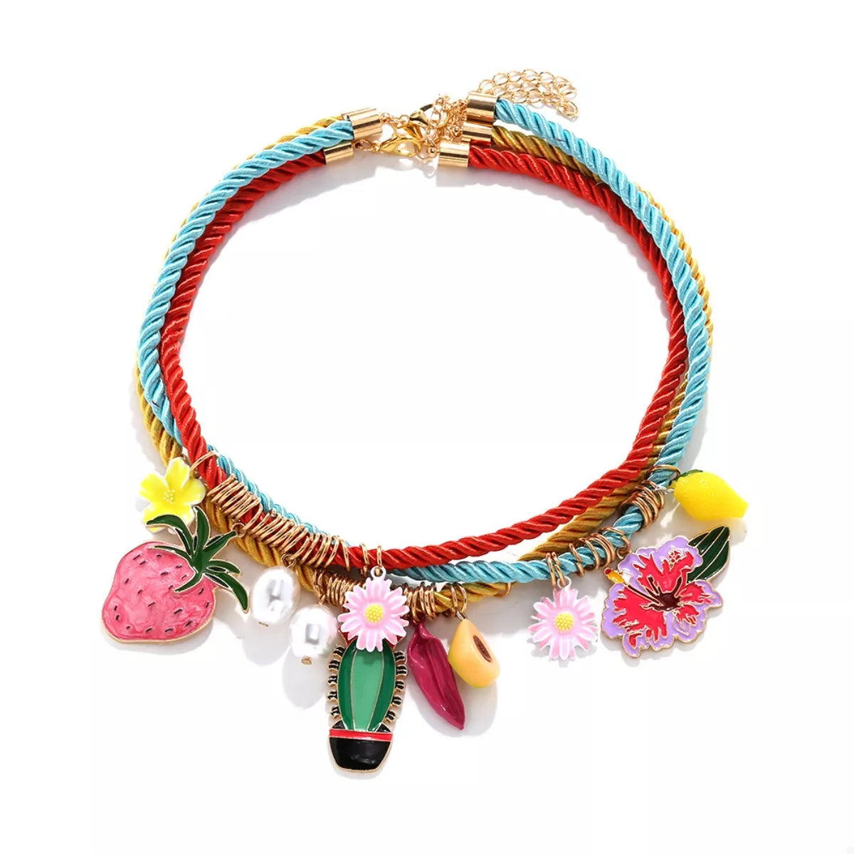 3 Piece Colorful Rope Charm Necklace - alternate necklace view