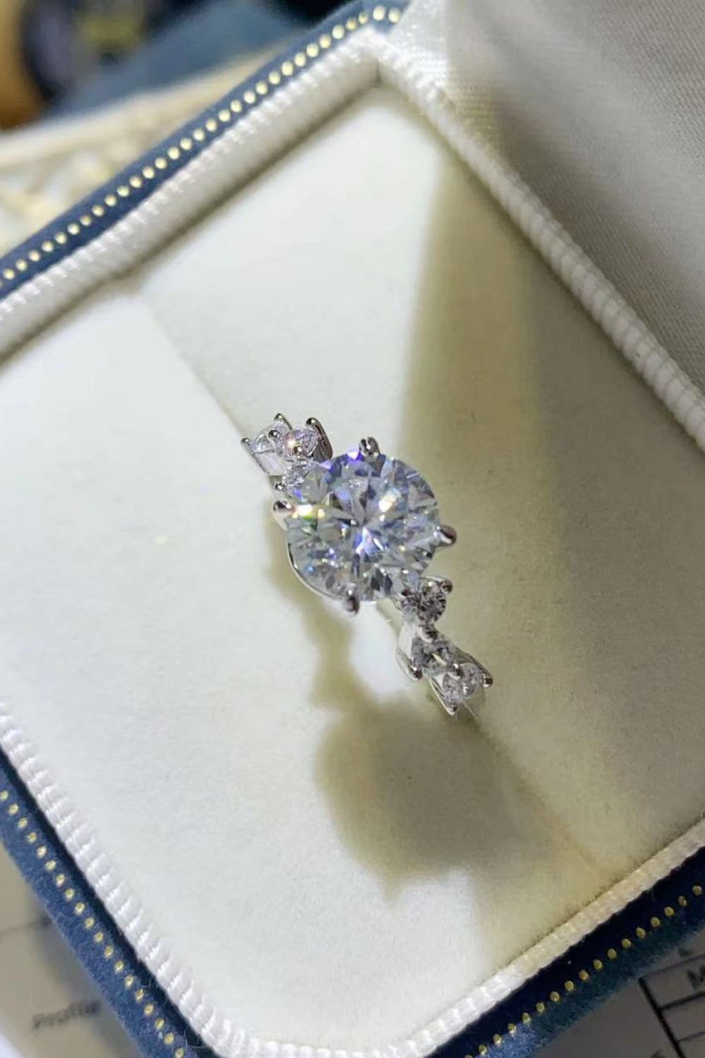 2 Carat Moissanite Sterling Silver Ring in Silver - women's ring