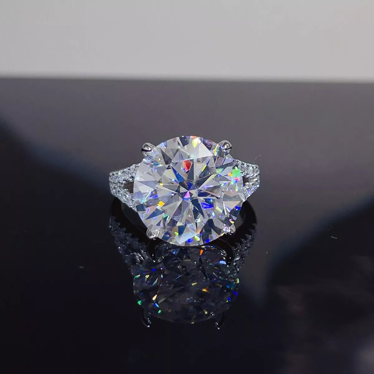 10 Carat Sterling Silver Moissanite Ring in Silver - women's ring