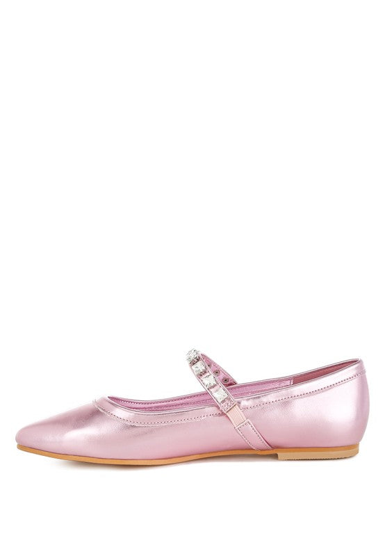 Diamante Metallic Ballerinas