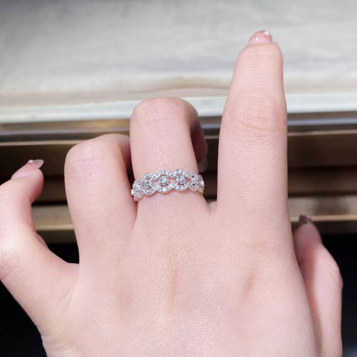 Sterling Silver Zircon Band Ring in Silver - women's band ring