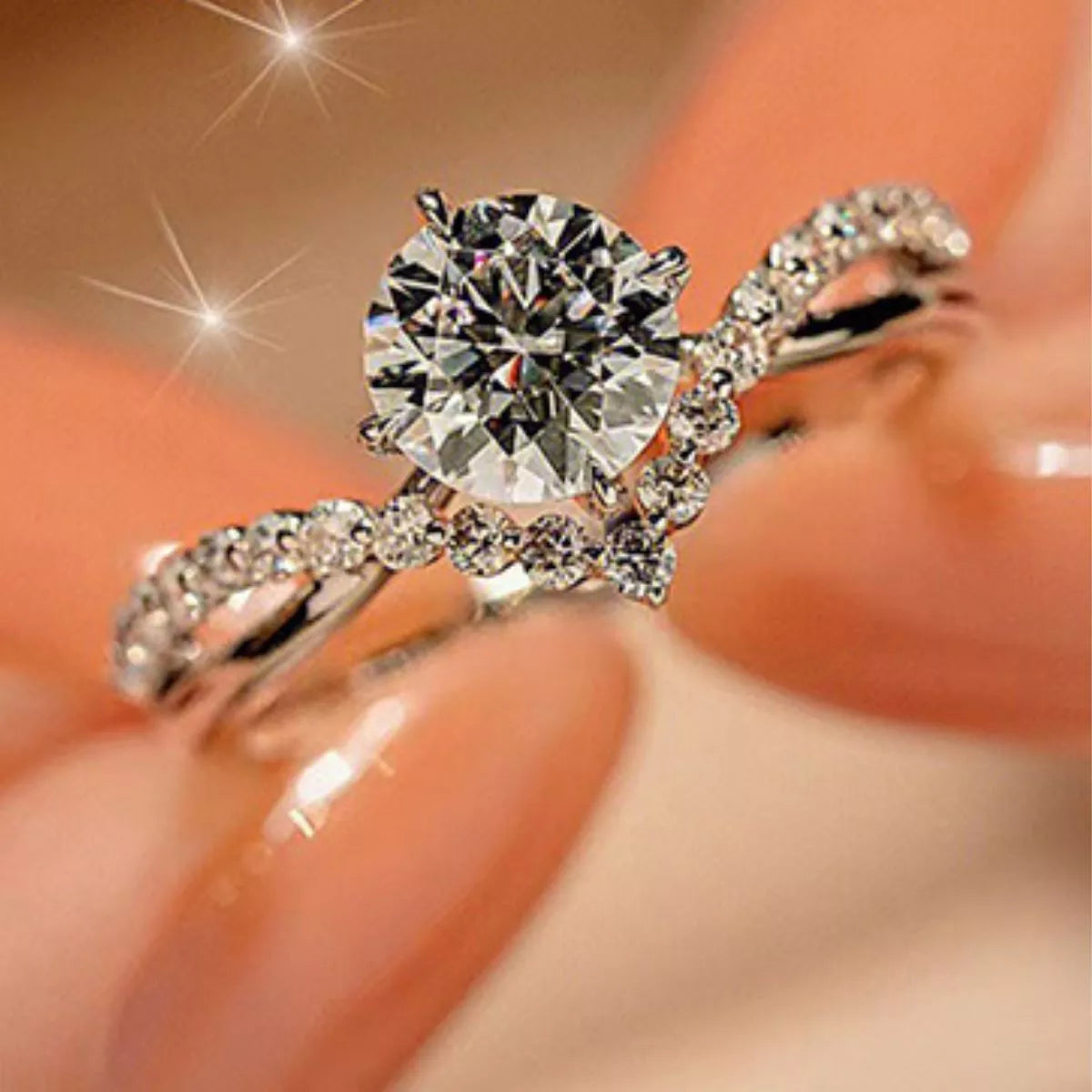 Moissanite Sterling Silver Ring - alternate ring view