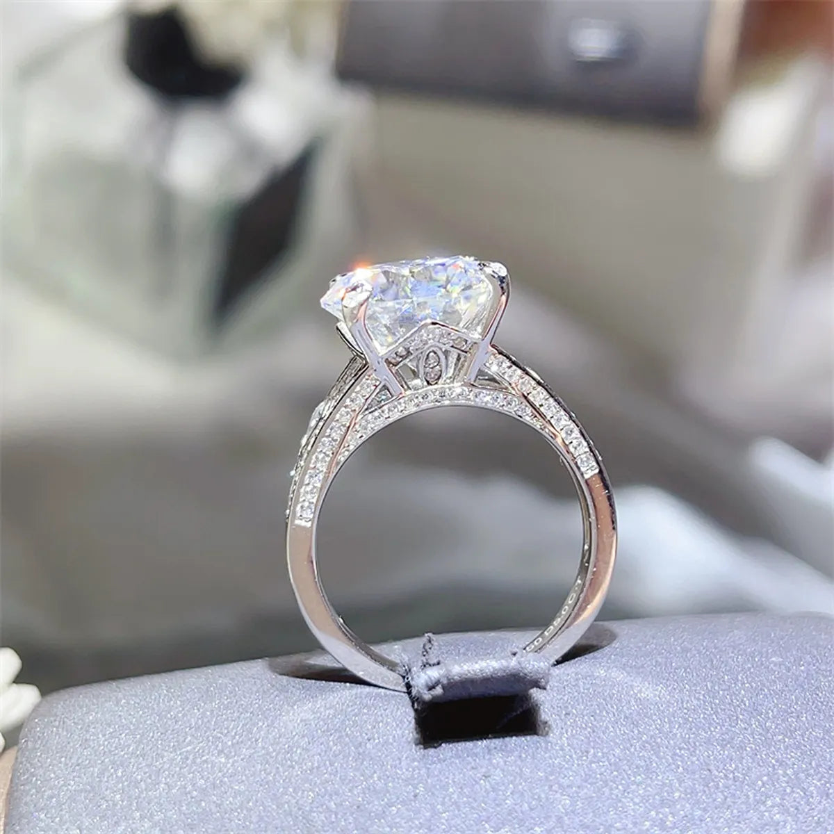 5 Carat Moissanite Sterling Silver Ring in Transparent - women's ring