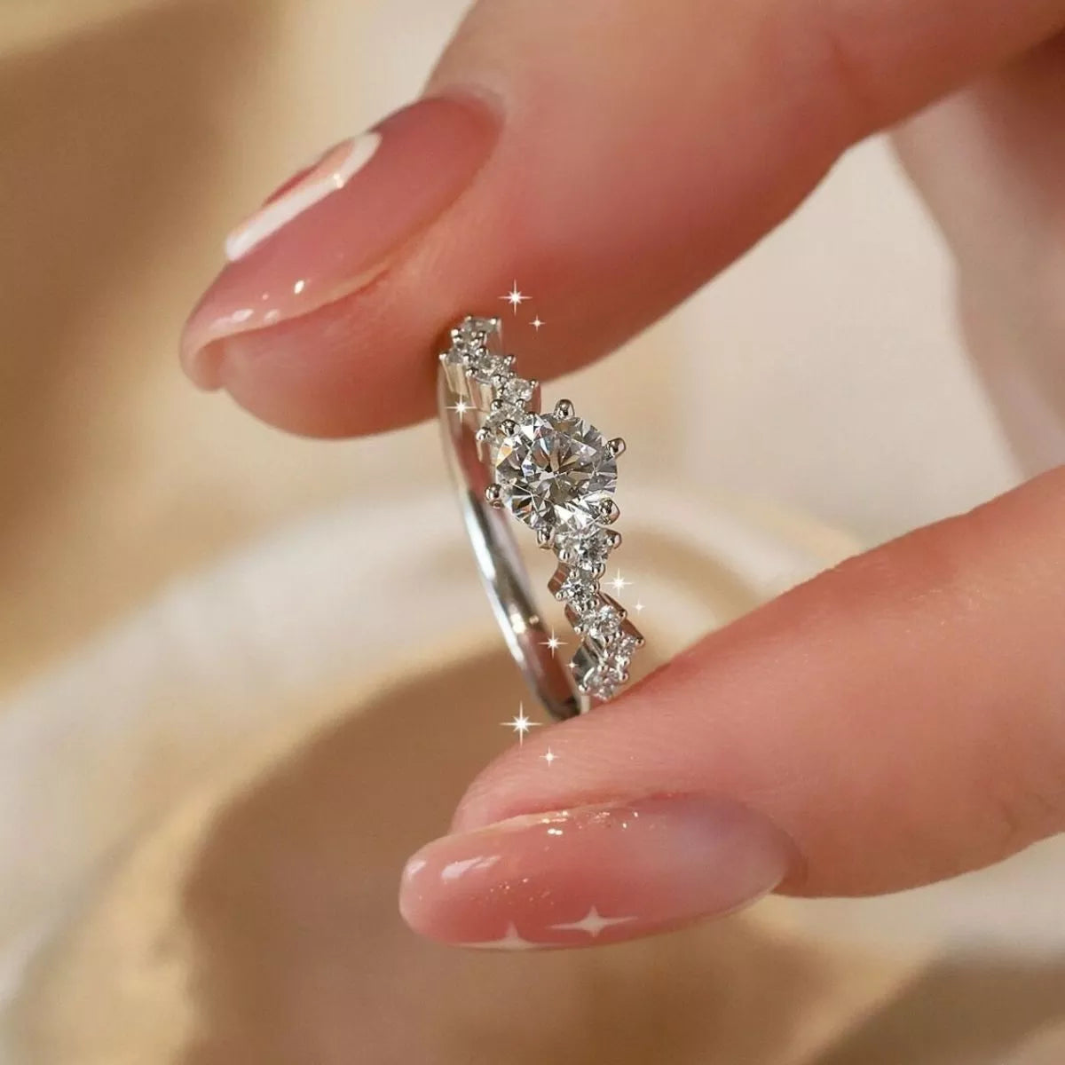 1 Carat Sterling Silver Moissanite Ring - alternate ring view