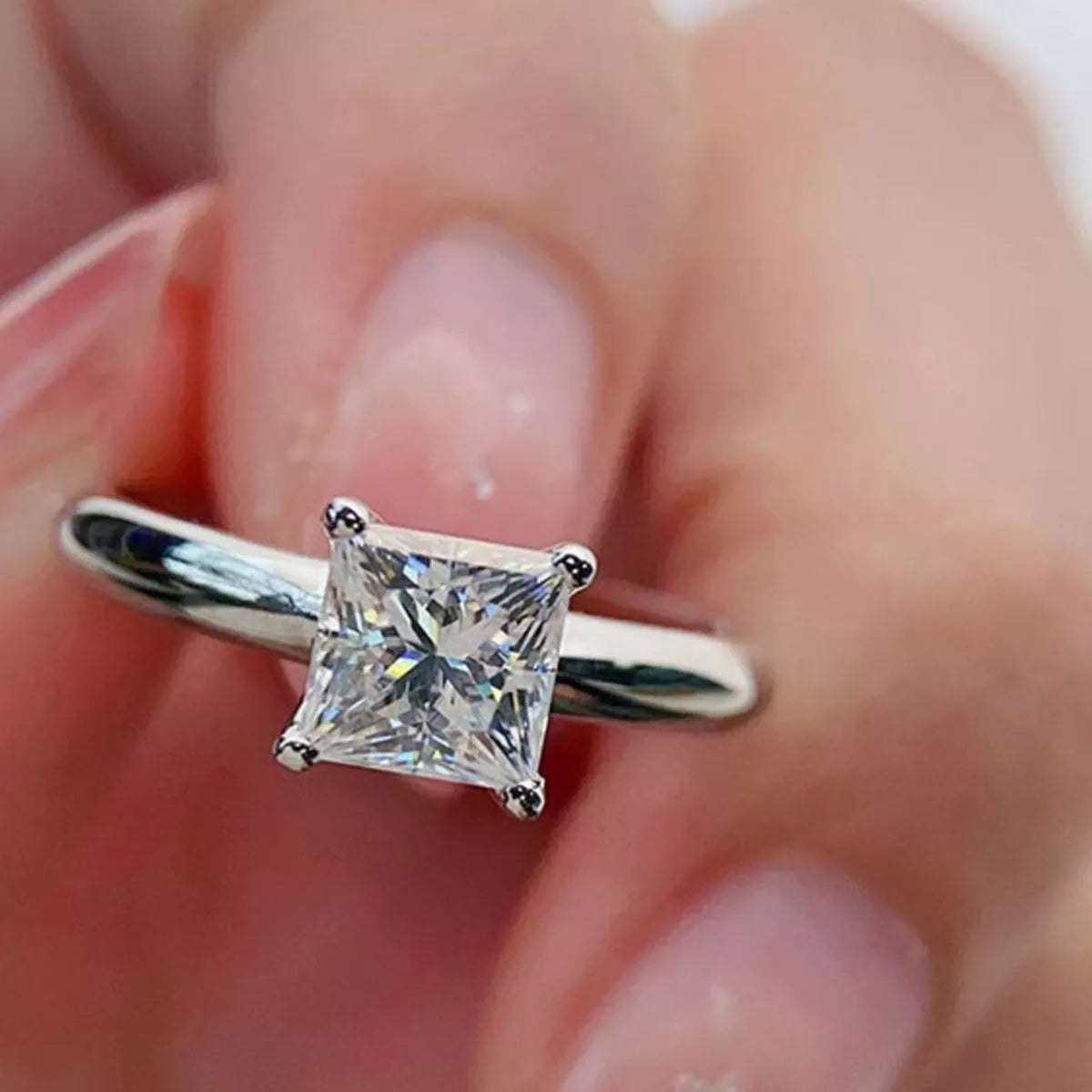 3 Carat Sterling Silver Moissanite Ring in Silver - women's ring