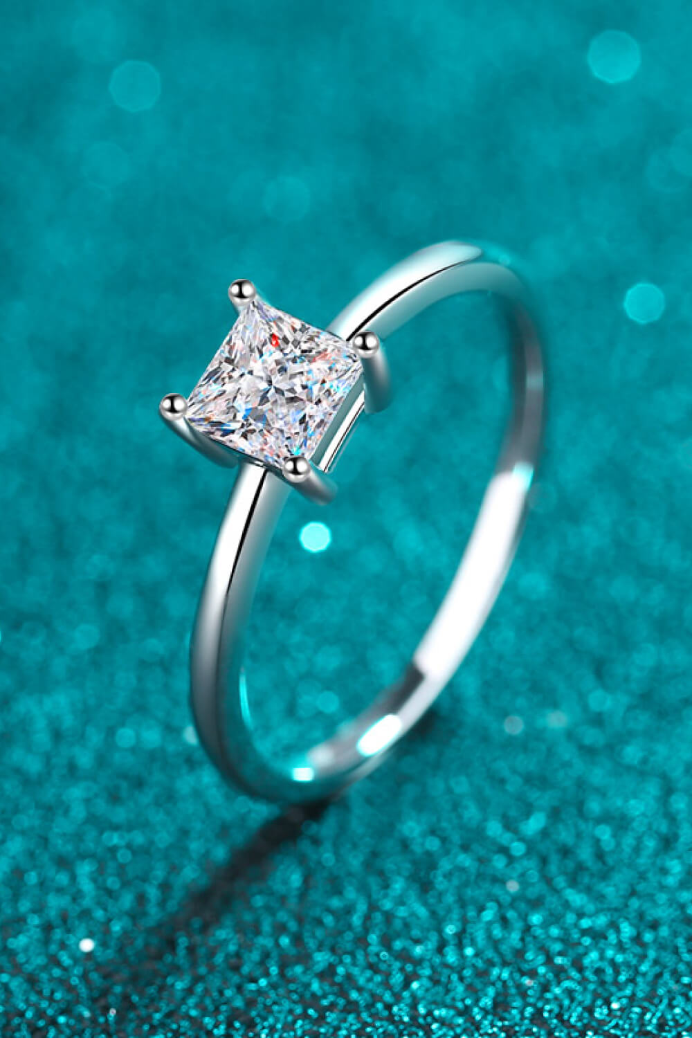 Sterling Silver Moissanite Solitaire Ring in Silver - women's solitaire ring