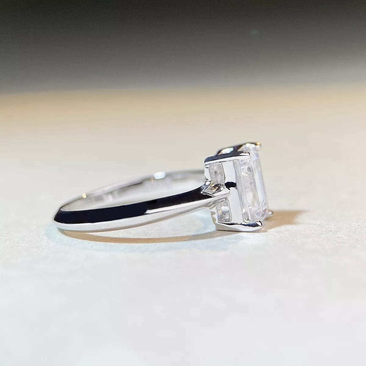 2 Carat Sterling Silver Moissanite Geometric Ring in Silver - women's ring