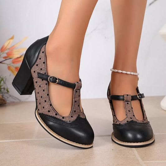 Pointed-Toe Block-Heel Pumps in Black - women's heels