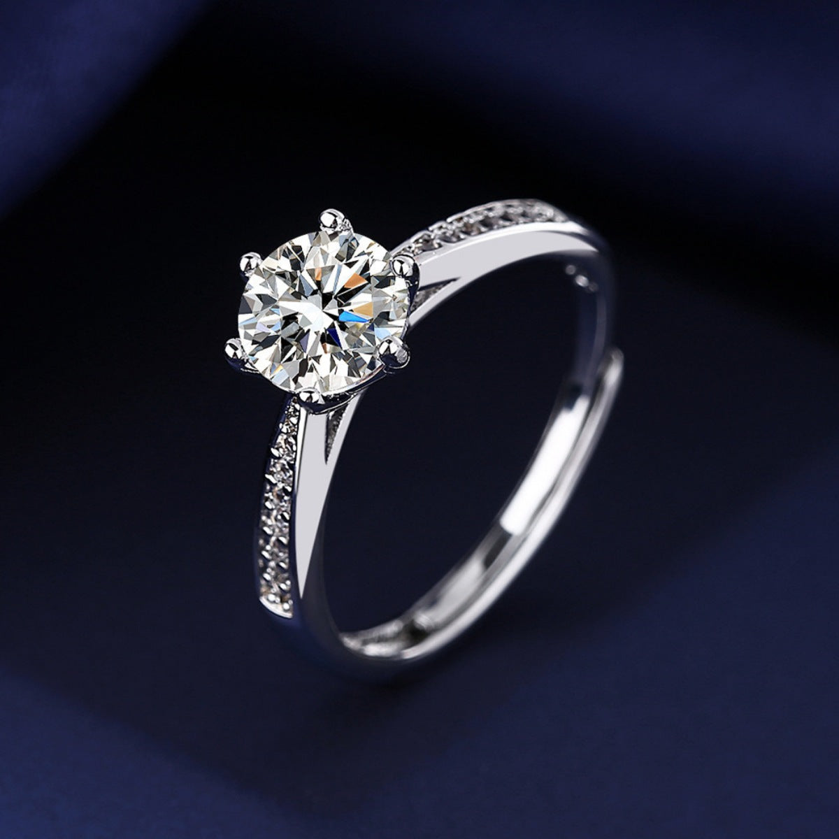 1 Carat Moissanite Sterling Silver Ring in Silver - women's ring