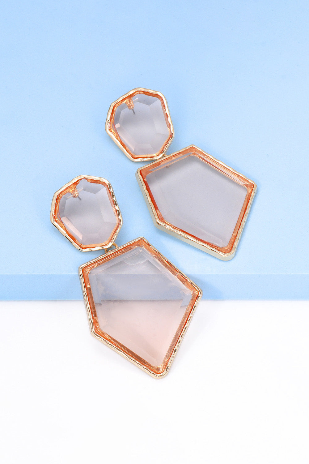 Geometric Shape Zinc Alloy Frame Resin Dangle Earrings in Yellow - women's dangle earrings