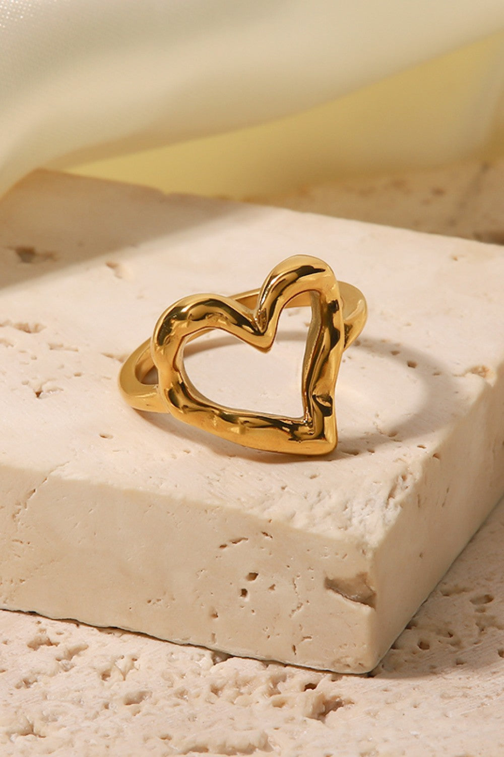 18K Gold-Plated Heart-Shaped Ring in Gold - women's ring