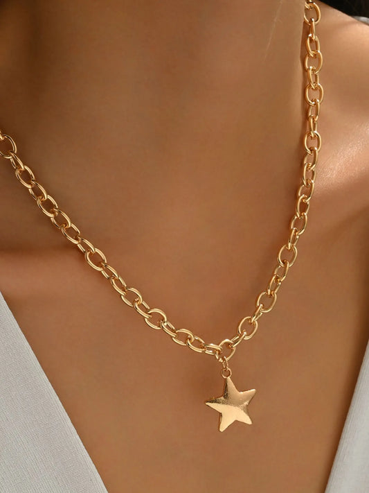 18K Gold-Plated Star Pendant Chain Necklace in Gold - women's pendant necklace