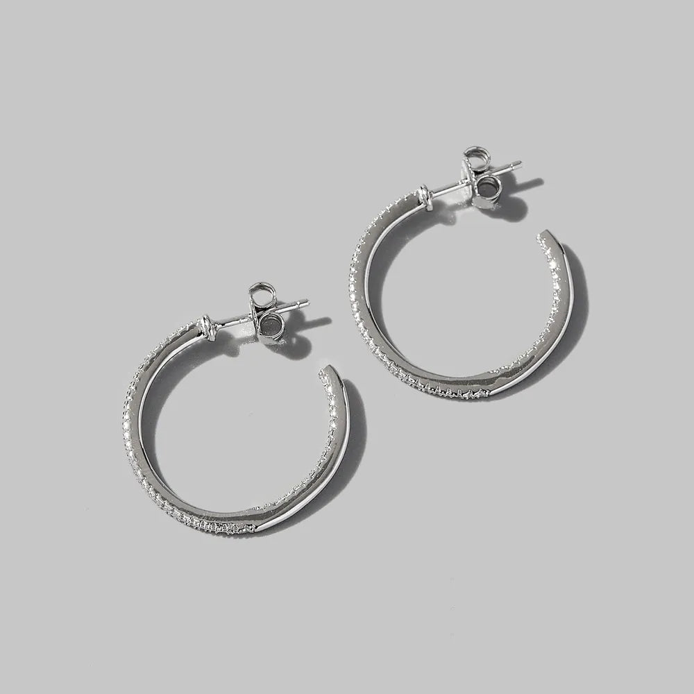 Zircon Sterling Silver C-Hoop Earrings - alternate earring view