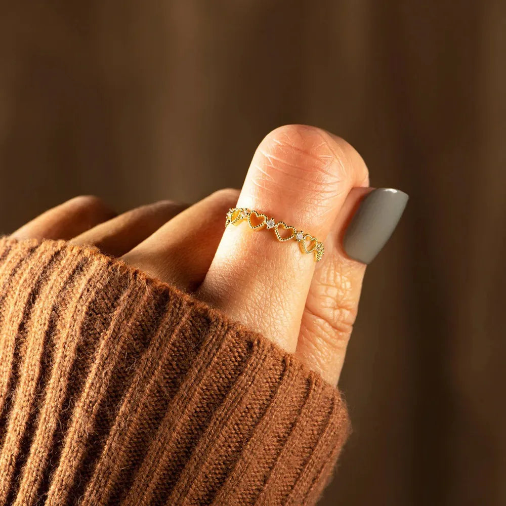 Heart Shape 18K Gold-Plated Ring in Gold - women's ring