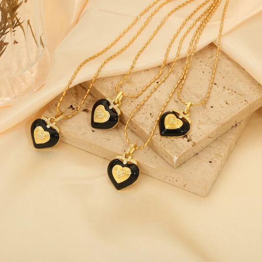 Titanium Steel Heart Shape Necklace in Gold - women's necklace