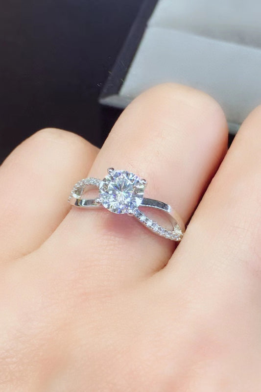 2 Carat Moissanite Crisscross Sterling Silver Ring in Silver - women's ring