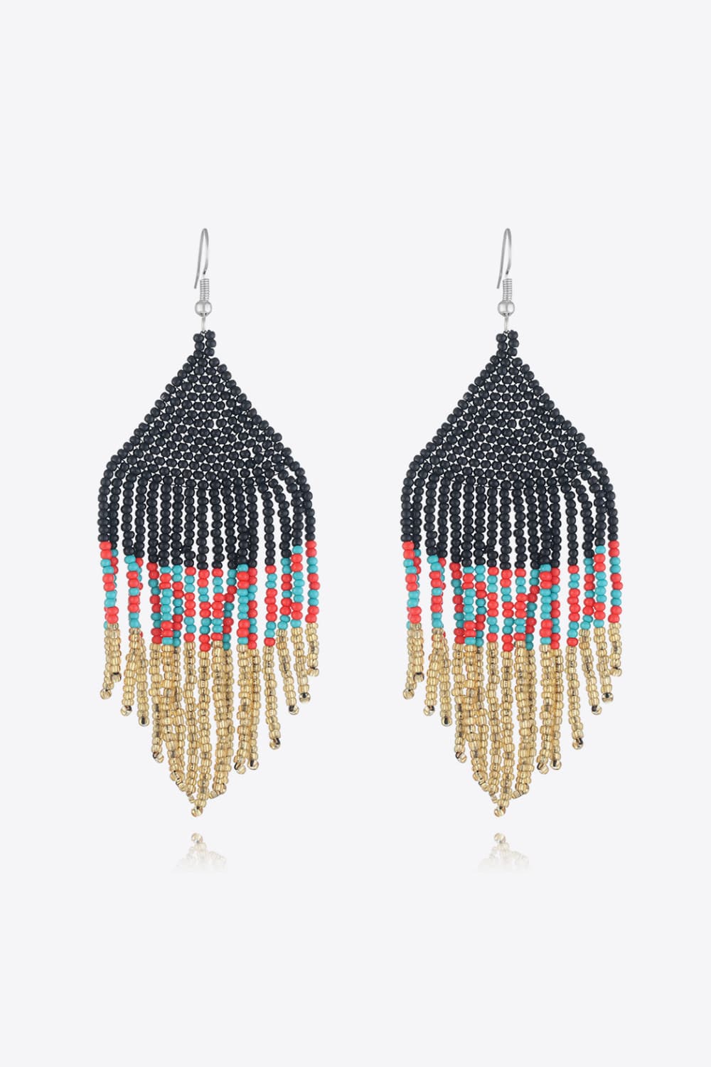 Beaded Dangle Earrings in Black - women's dangle earrings