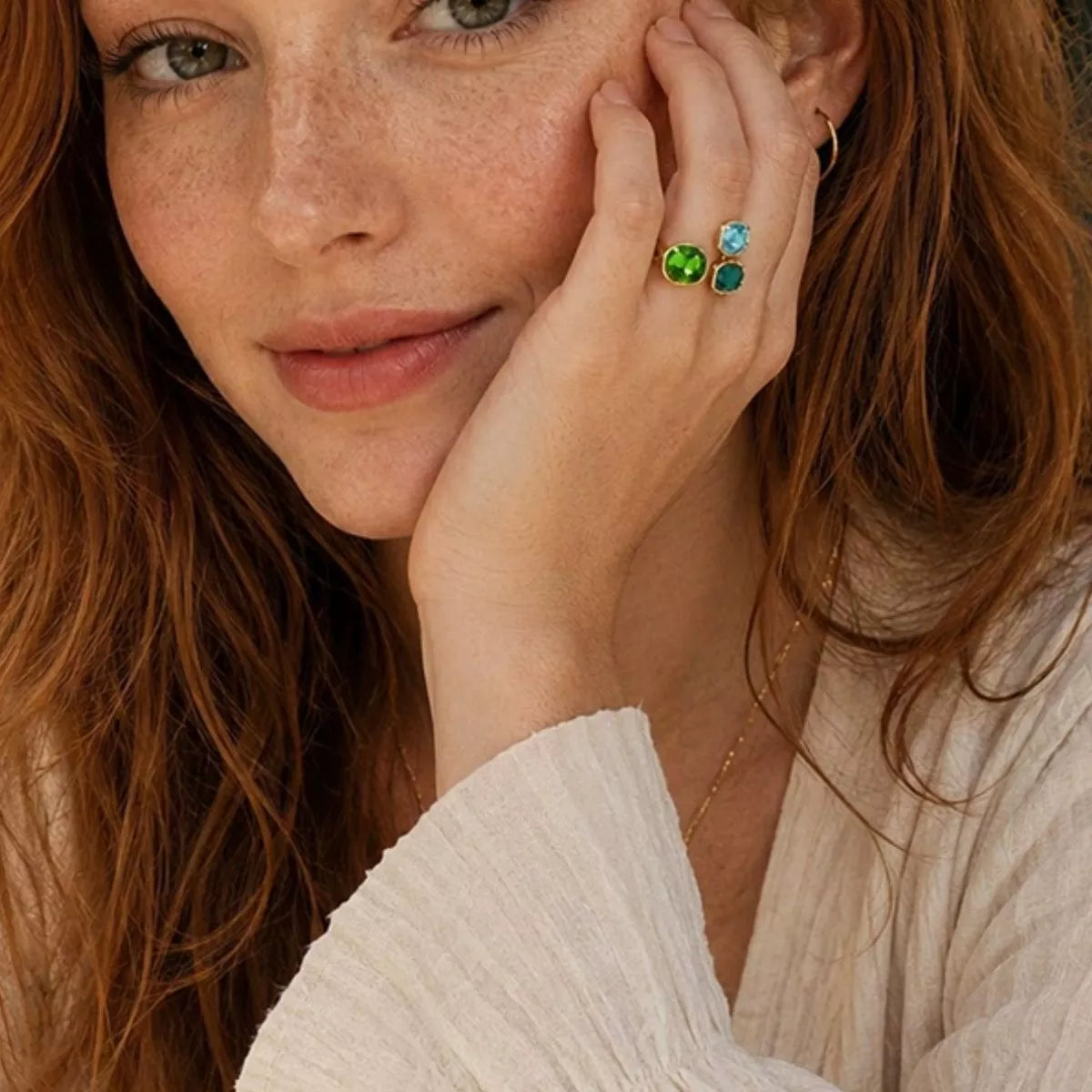 Stainless Steel Zircon Open Ring - alternate ring view