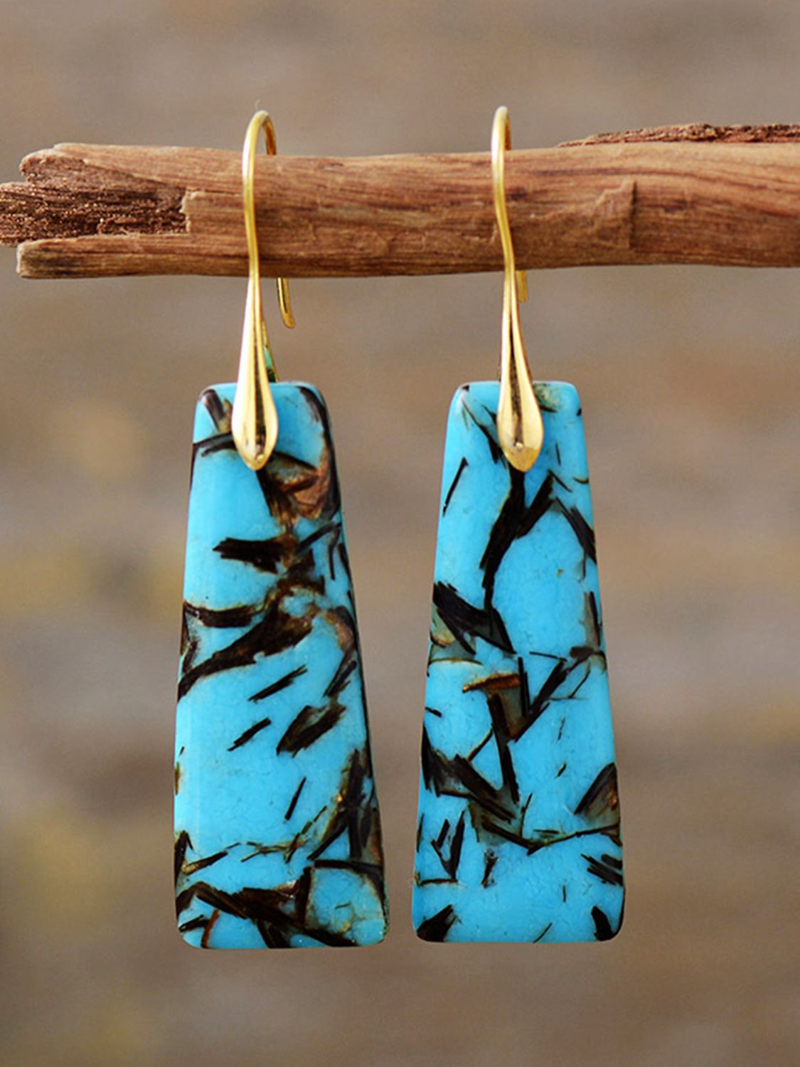 Geometric Shape Imperial Jasper Dangle Earrings in Sky Blue - women's dangle earrings