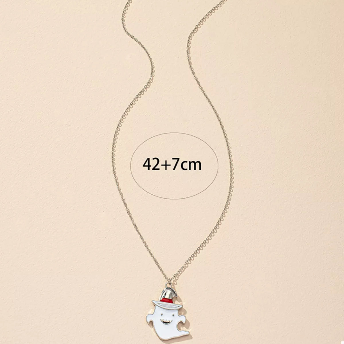 Halloween Cute Ghost Pendant Necklace - alternate necklace view