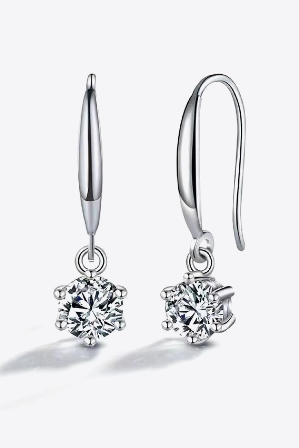 2 Carat Moissanite 6-Prong Drop Earrings in Silver - women's drop earrings