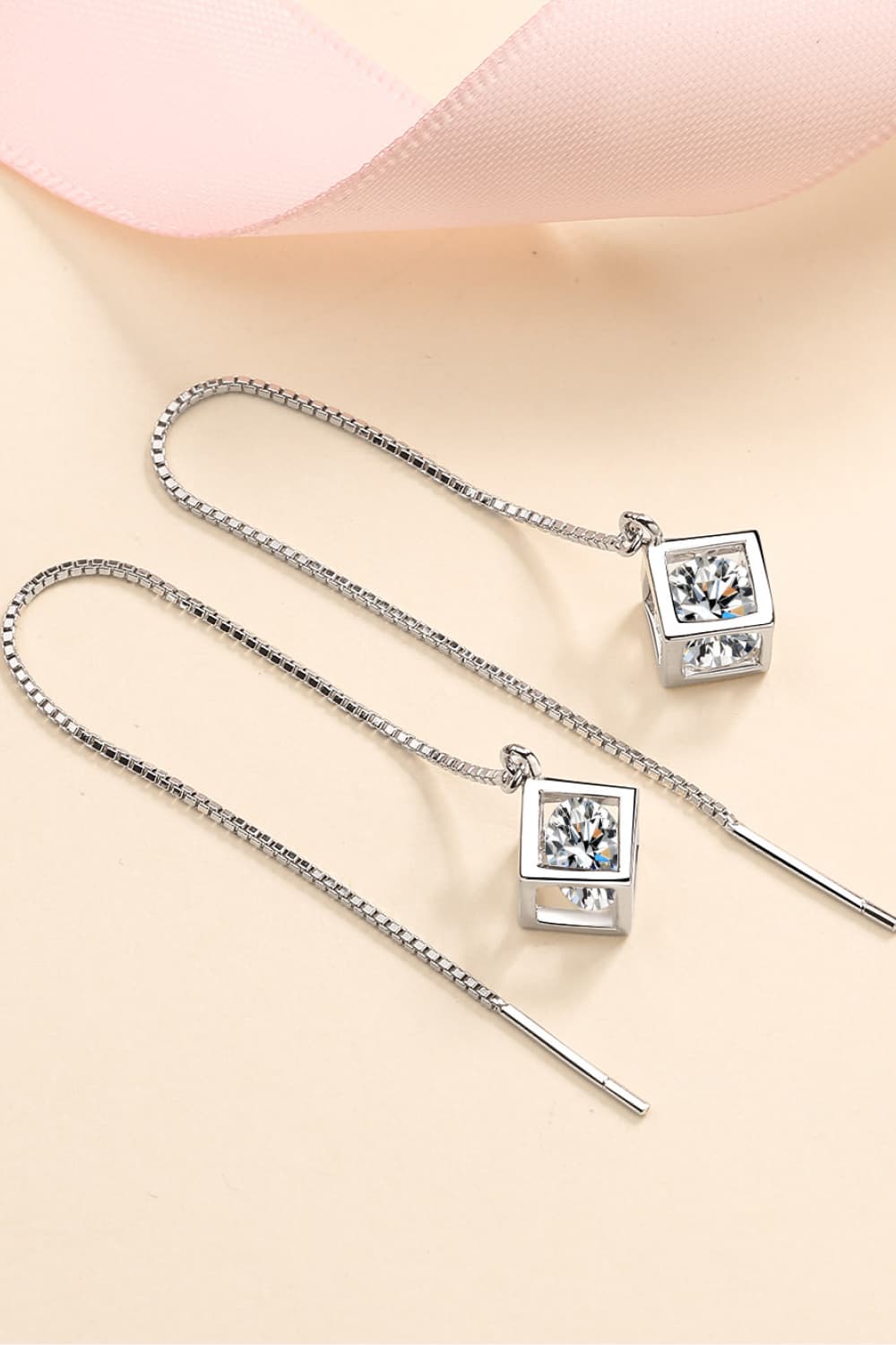 2 Carat Moissanite Sterling Silver Threader Earrings - alternate earring view