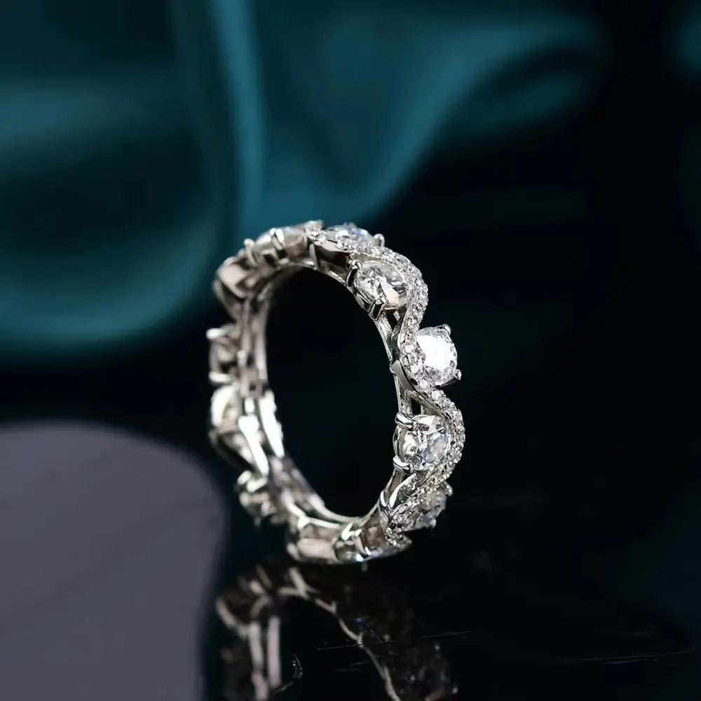 Moissanite Sterling Silver Ring in Silver - women's ring