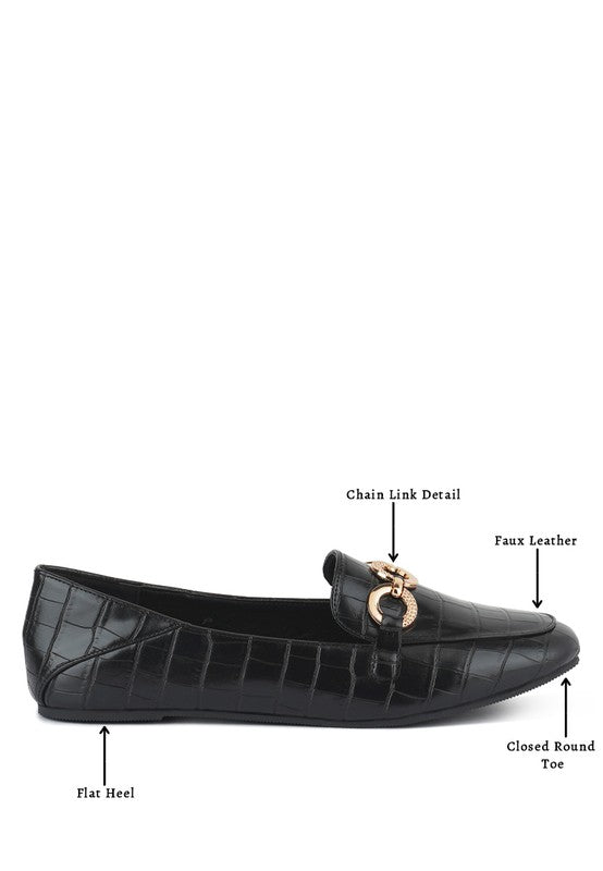 Textured Metal Detail Loafers