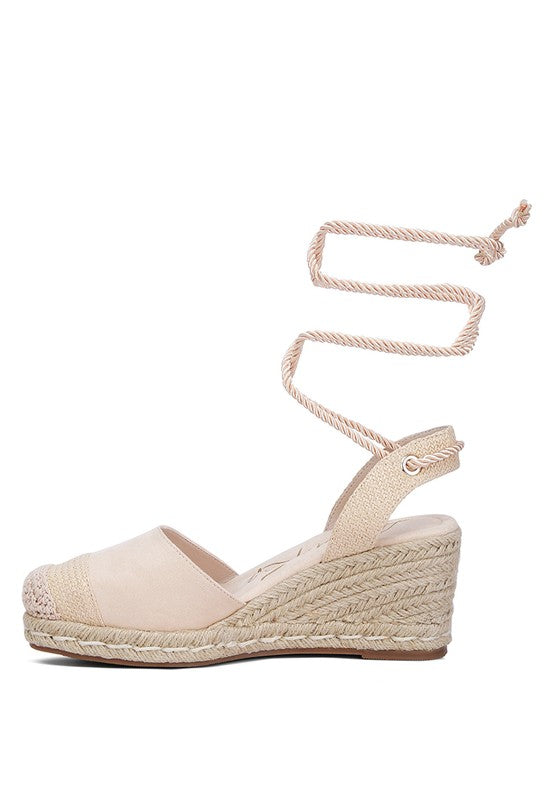 Lace-Up Espadrille Wedge Sandals