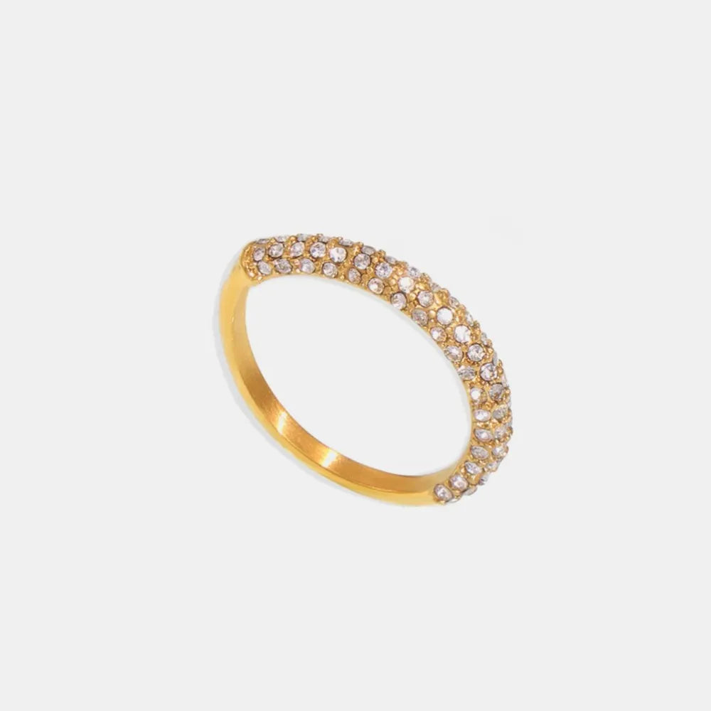18K Gold-Plated Inlaid Zircon Ring in White - women's ring