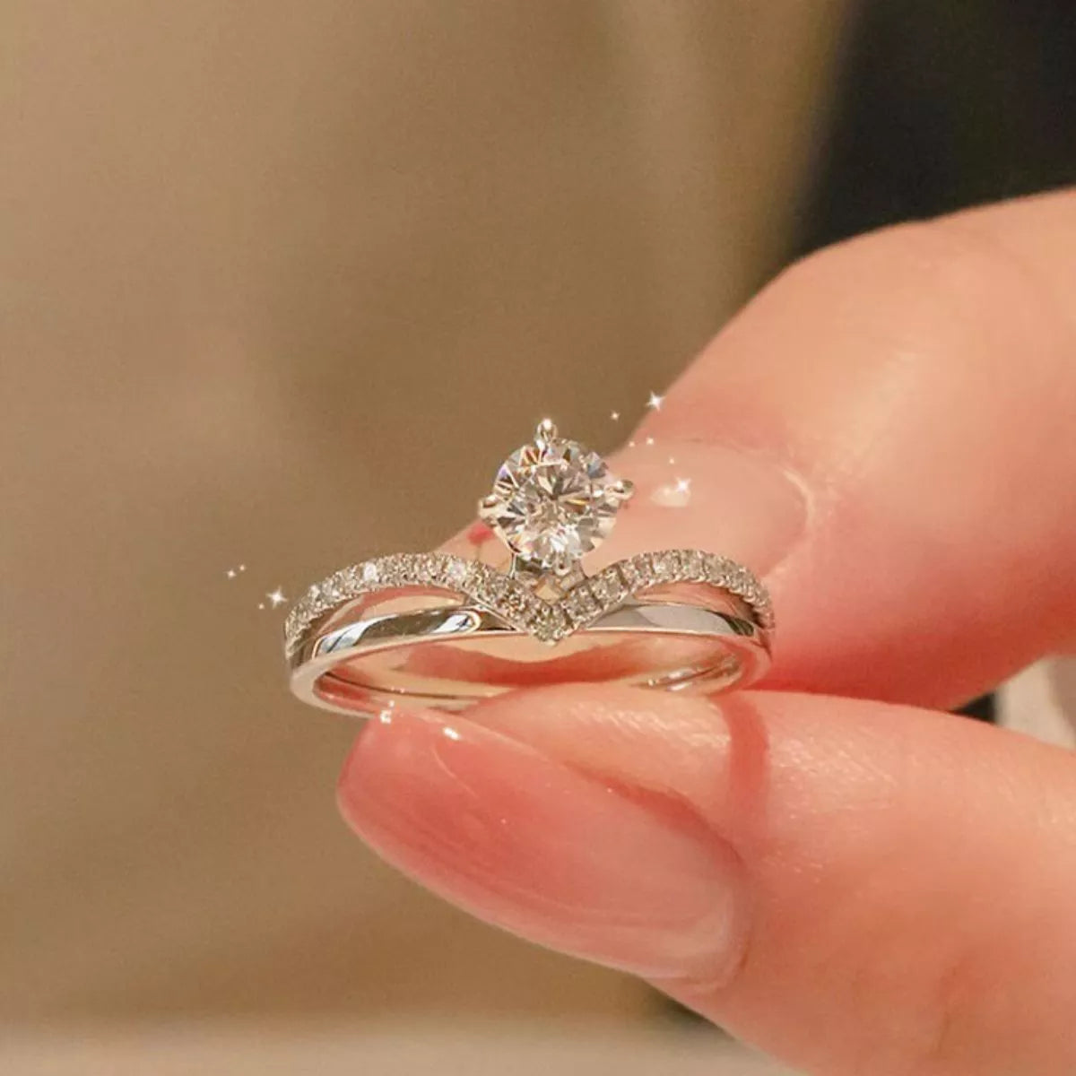 1 Carat Sterling Silver Moissanite Ring - alternate ring view