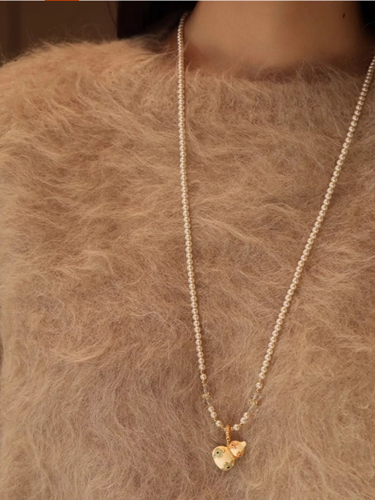 18K Gold-Plated Gourd Pendant Necklace - alternate necklace view
