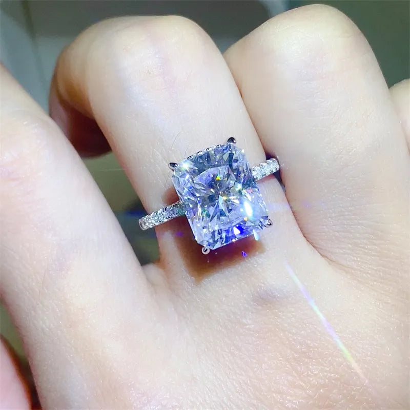 5 Carat Moissanite Zircon Sterling Silver Ring in Silver - women's ring