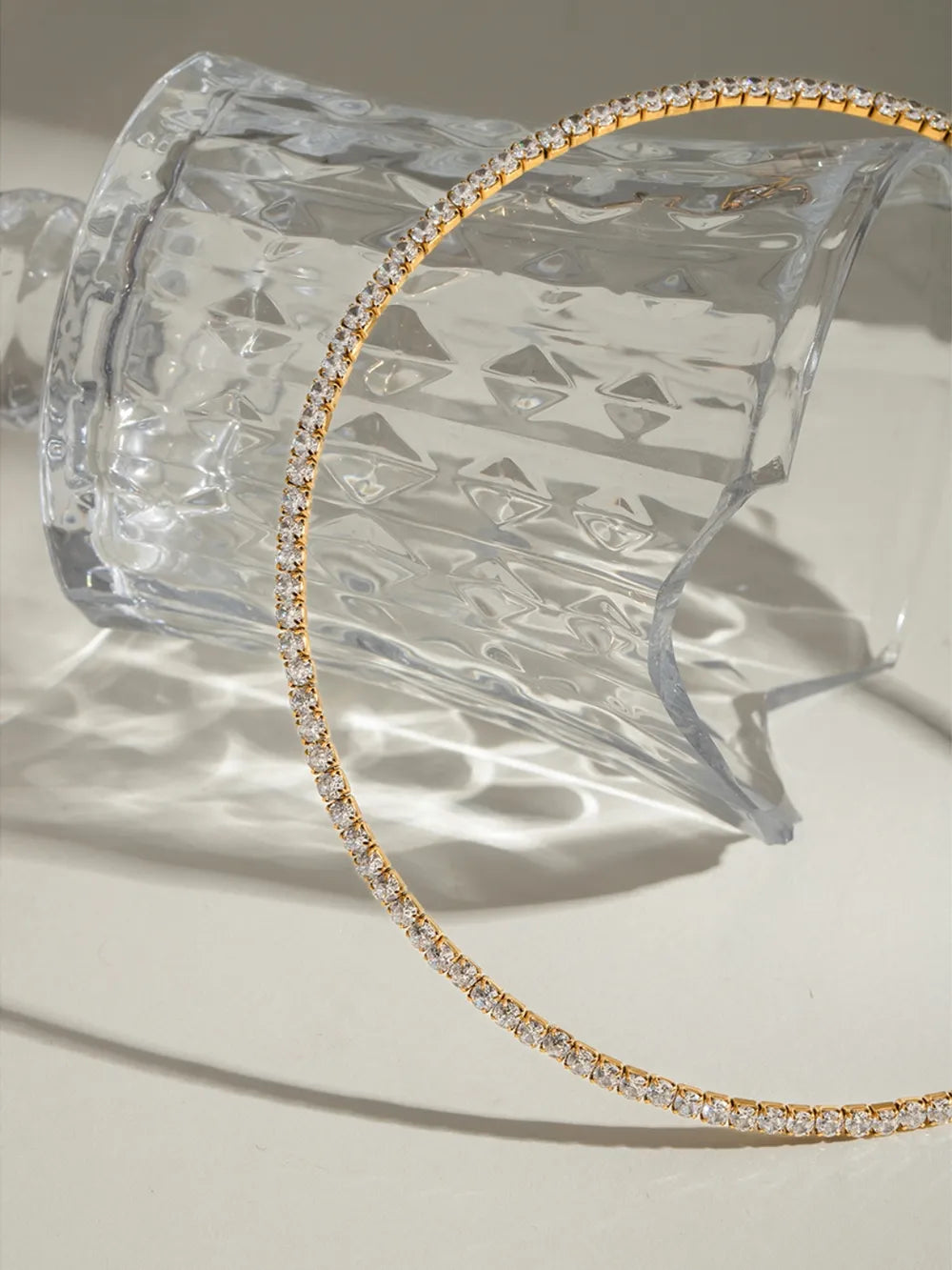 Stainless Steel Inlaid Zircon Necklace - alternate necklace view