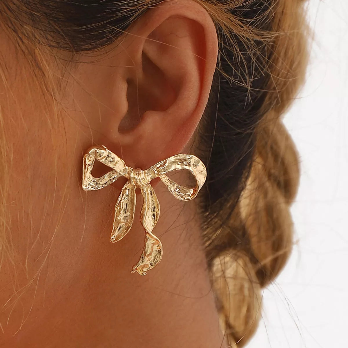 18K Gold-Plated Bow Earrings - alternate earring view