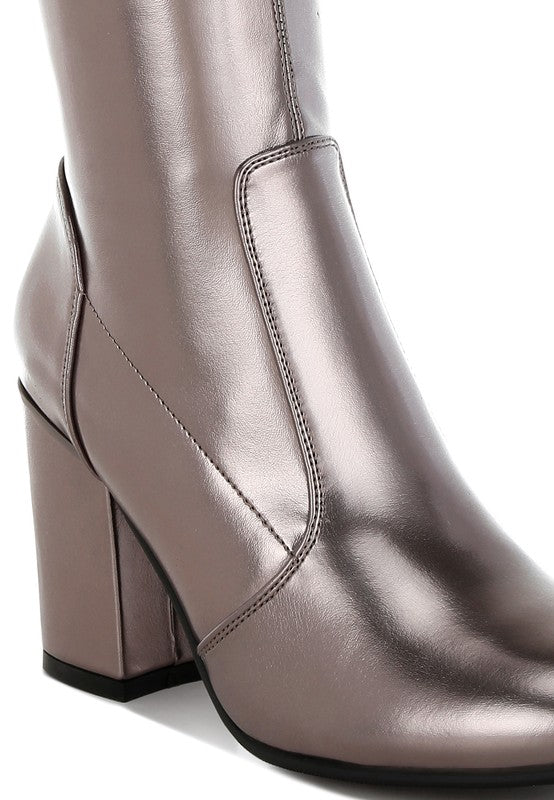 Metallic Pleather Long Boots